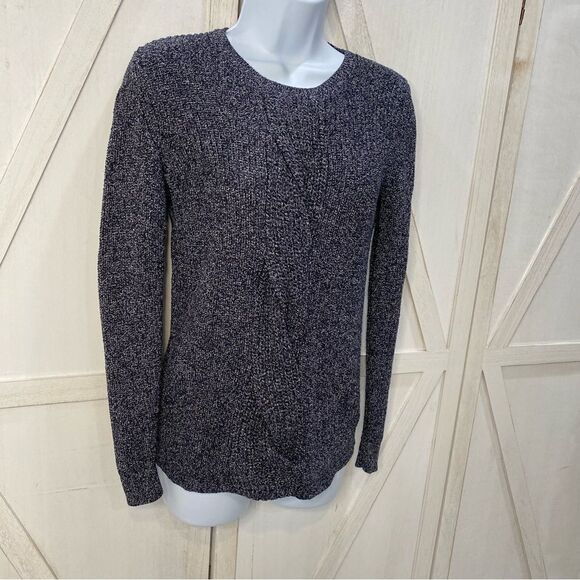 Talbots Cable Knit Twist Front Sweater In Marbled Gray Size Small Petite - Picture 4 of 14
